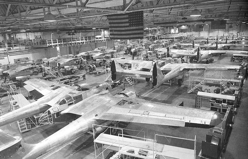 P-61bs on assembly line - Northrop - 1944