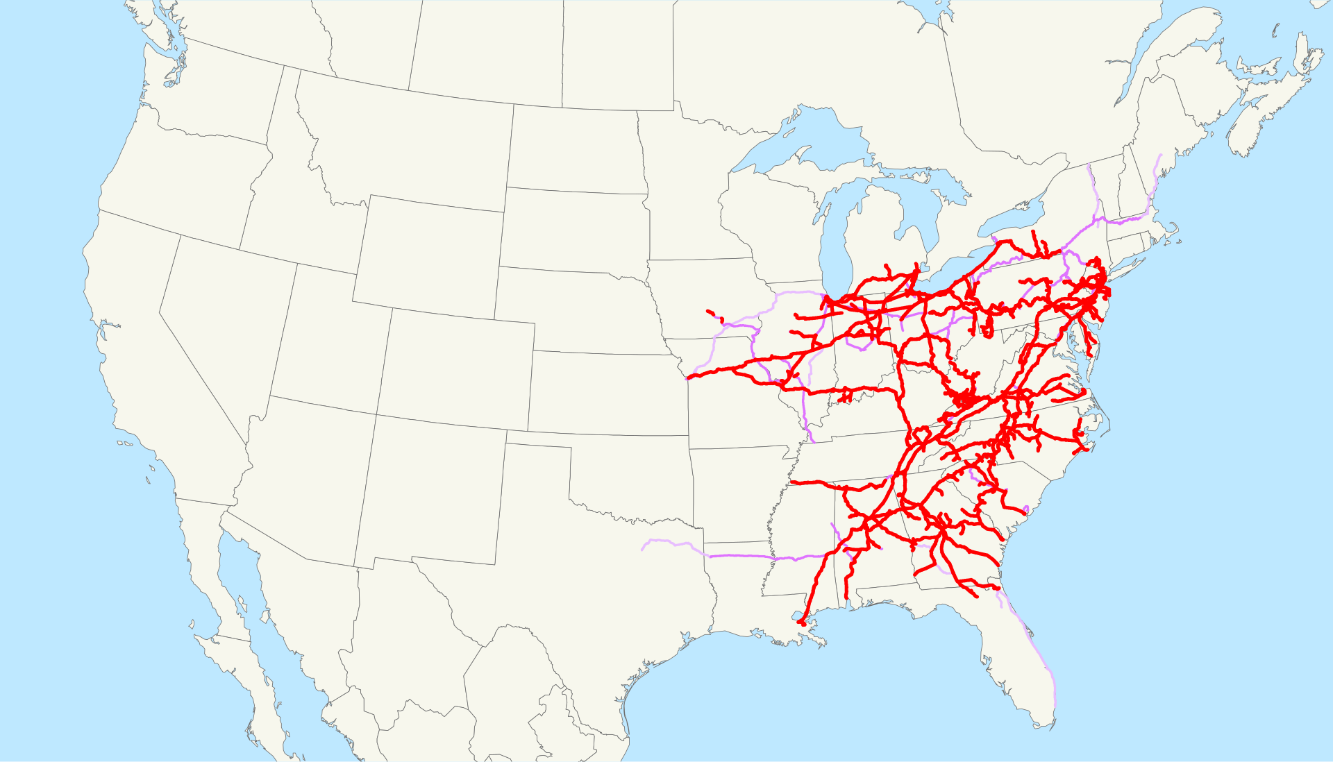 Norfolk Southern Railway system map