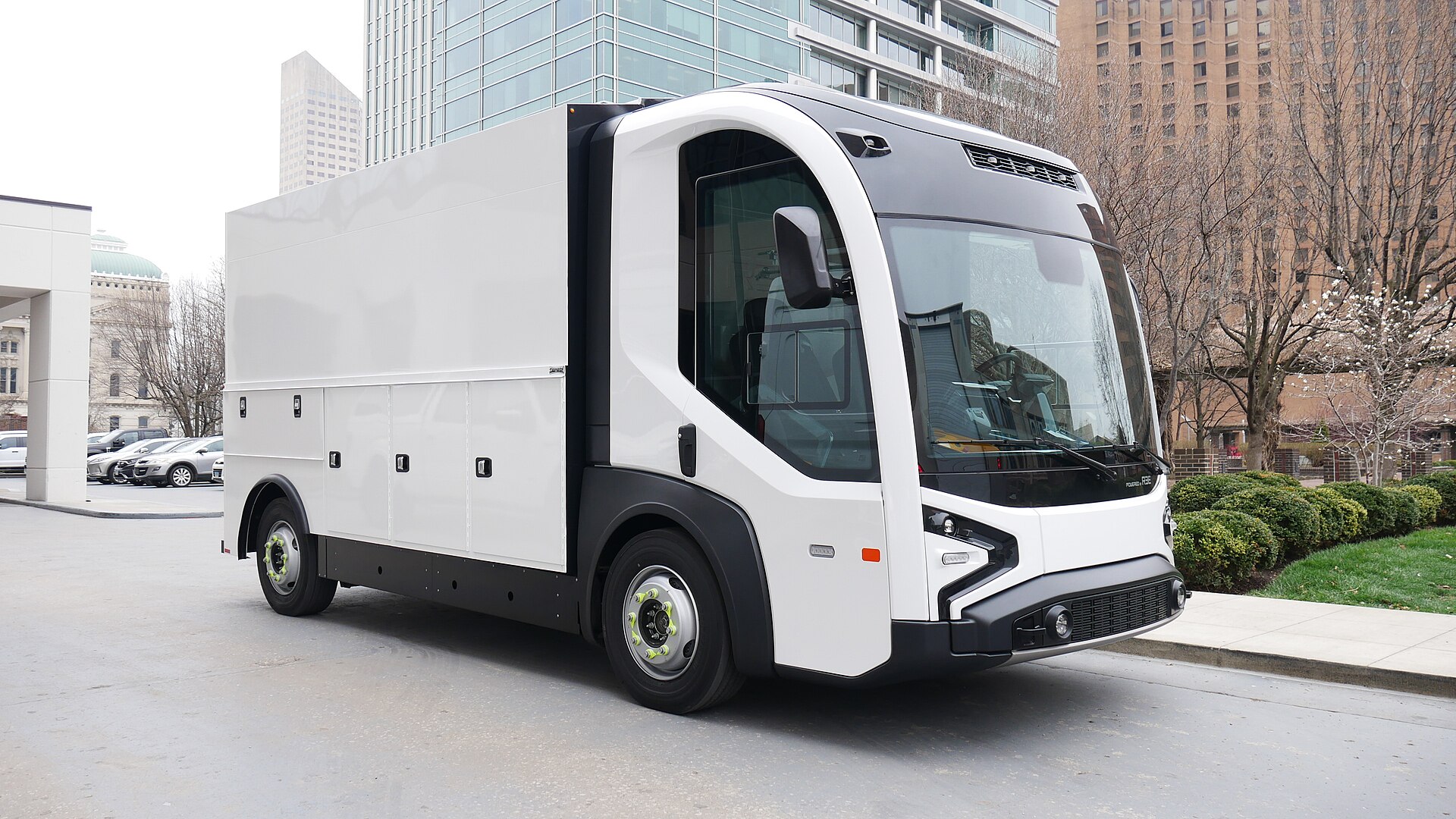 REE Automotive P7-C class 4 electric truck with Knapheide vocational body Work Truck Week 2024 facing right